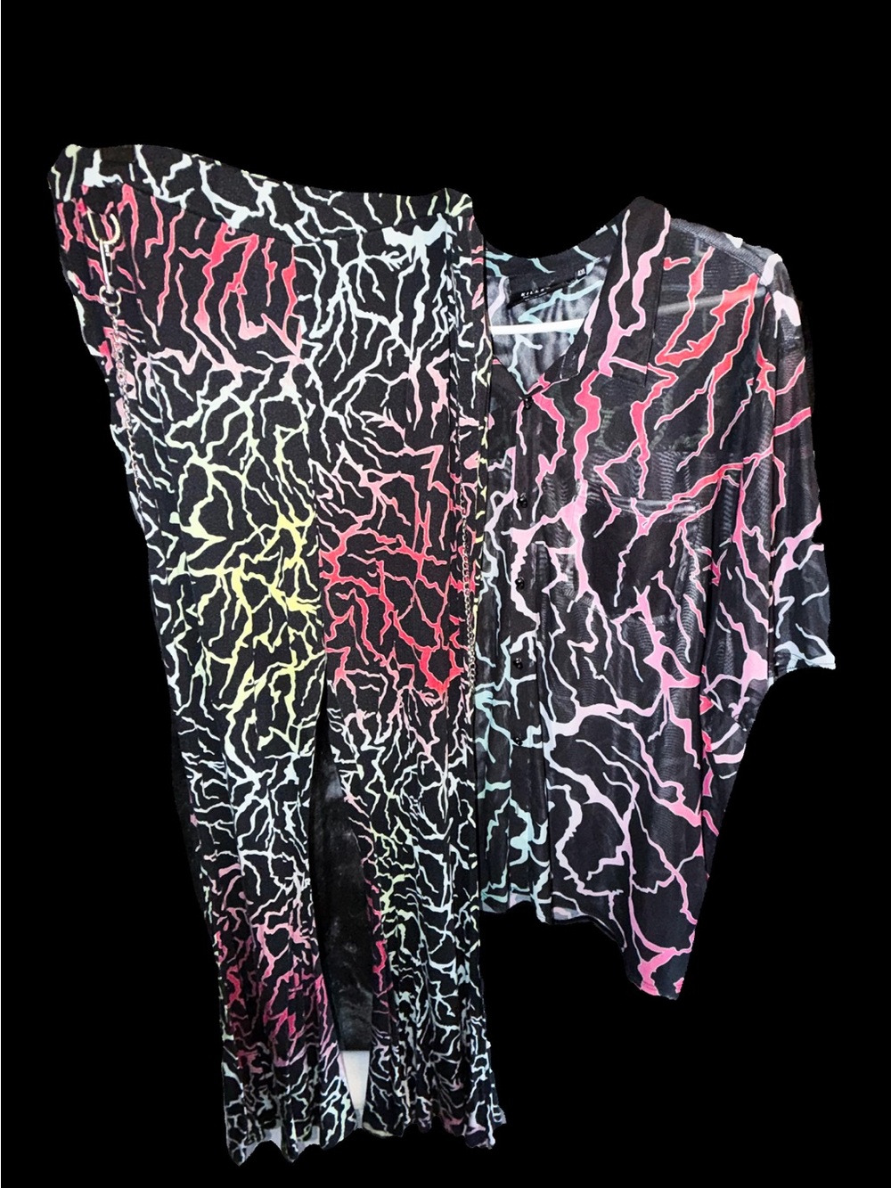 Killstar Dawn Light Mesh Shirt and Glamor Perfection Flares - Picture 3 of 11
